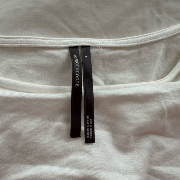 Anthropologie White Draped Long Sleeve Top - Picture 4 of 5